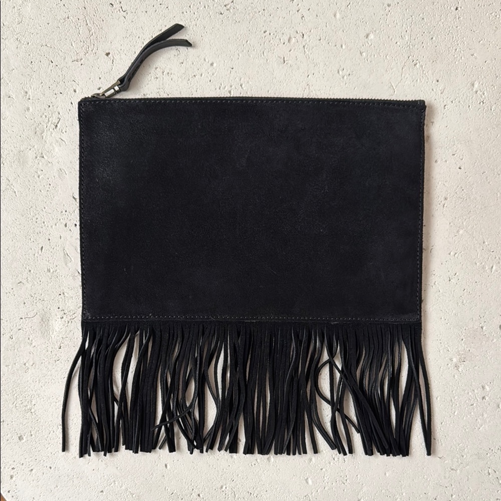 *SOLD* Madewell Black Fringe Clutch